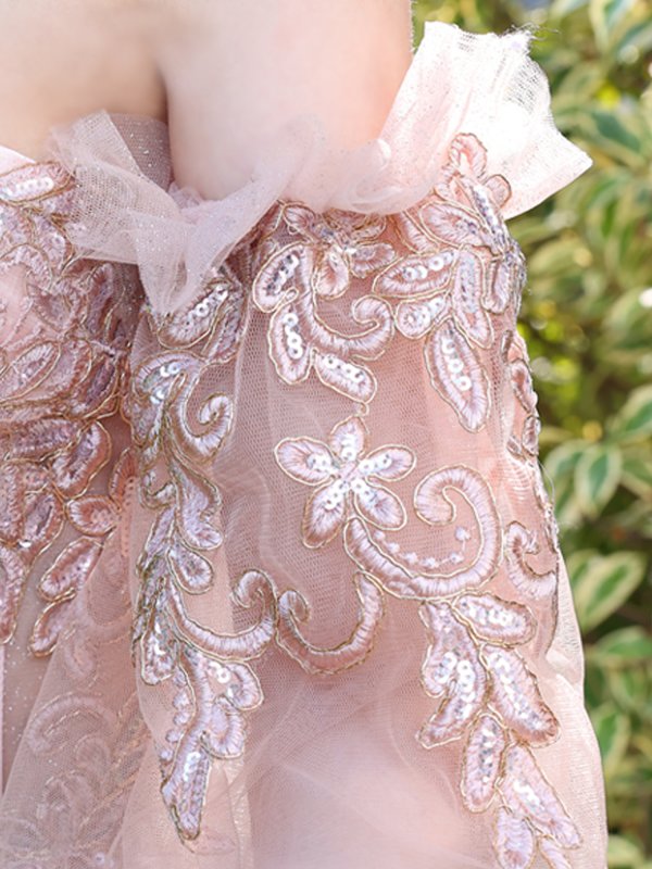 画像19: 【ANGEL R/エンジェルアール】ベア/袖あり/ オフショル/ フレアスリーブ/ フラワー刺繍/ ウェディング/ バースデー/ プリンセス/ フレア/ ロングドレス/ キャバドレスlong[HC03]