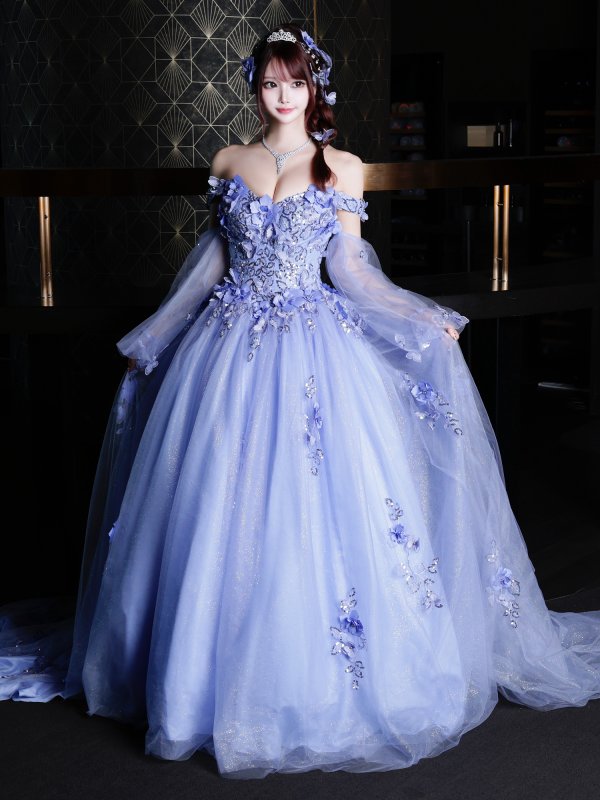 画像5: 【ANGEL R/エンジェルアール】ベア/ 立体フラワー/ ウェディング/ バースデー/ プリンセス/ フレア/ ロングドレス/ キャバドレスlong[HC03]