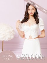 【決算SALE開催中！! 】XSサイズあり【ANGEL R/エンジェルアール】バストビジュー/ クロスタック/ パフスリーブ/ セパレート/ マイクロミニ/ フレア/ミニドレス/ キャバドレス[OF2]