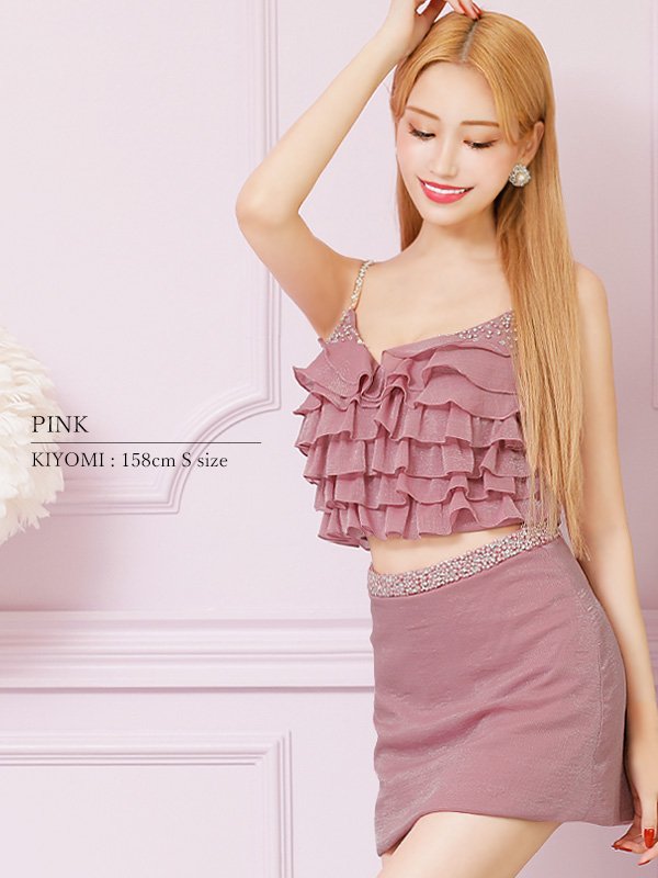 画像5: XSサイズあり【ANGEL R/エンジェルアール】 アッパーフリル/ バストウエストビジュー/ セパレート/ フレア/ マイクロミニ/ ミニドレス/ キャバドレス[OF2]