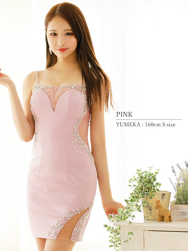 画像5: XSサイズあり【ANGEL R/エンジェルアール】バストシースルー/ ビジュー/ バックオープン/ レース/ ワンカラー/ タイト/ ミニドレス/ キャバドレス[OF2]