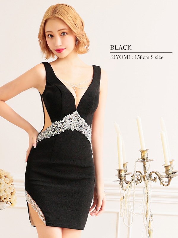 画像16: XSサイズあり【ANGEL R/エンジェルアール】パールチェーン/ ウエストビジュー/ メッシュ/ タイト/ ミニドレス/ キャバドレス[OF2]