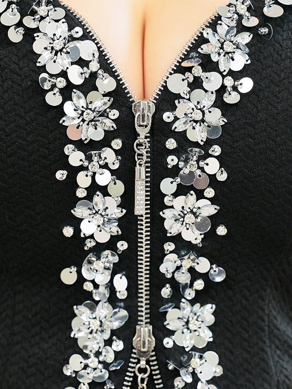 画像11: XSサイズあり【ANGEL R/エンジェルアール】アッパースパンコール/ フロントファスナーデザイン/ キャミソール/ タイト/ ミニドレス/ キャバドレス[OF2]