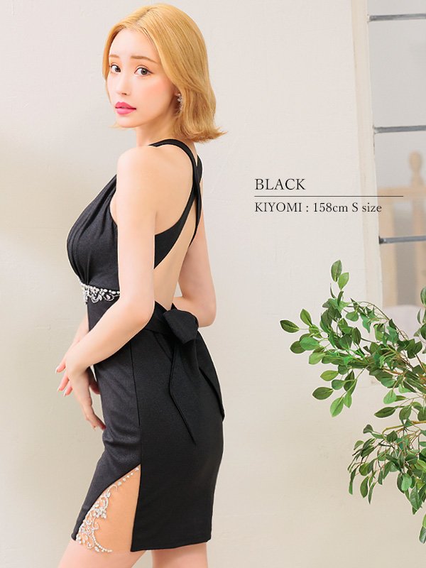 画像17: XSサイズあり【ANGEL R/エンジェルアール】バッククロスリボンデザイン/ バストギャザー/ ビジュー/ タイト/ ミニドレス/ キャバドレス[OF2]