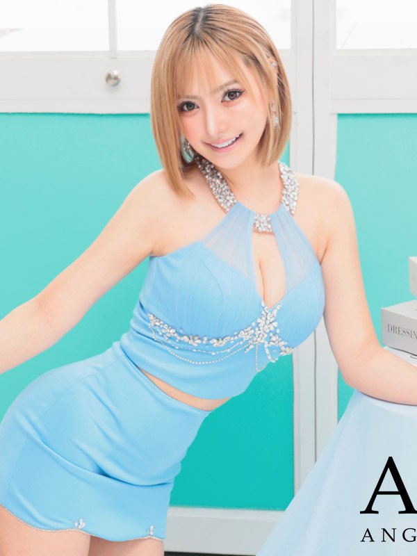 画像2: XSサイズあり【ANGEL R/エンジェルアール】ホルターネック/ バストレース/ ビジュー/ セパレート/ タイト/ マイクロミニ/ ミニドレス/ キャバドレス[OF2]