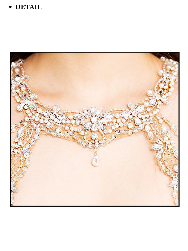 画像9: XSサイズあり【ANGEL R/エンジェルアール】ショルダーパールチェーン/ デコルテビジュー/ ワンカラー/ メッシュ/ タイトミニドレス/ キャバドレス[OF2]