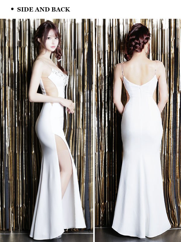 画像9: 【ANGEL R/エンジェルアール】フロントデザインビジュー/ サイドメッシュ/ タイトロングドレス/ ロングドレス/ キャバドレス[OF2]