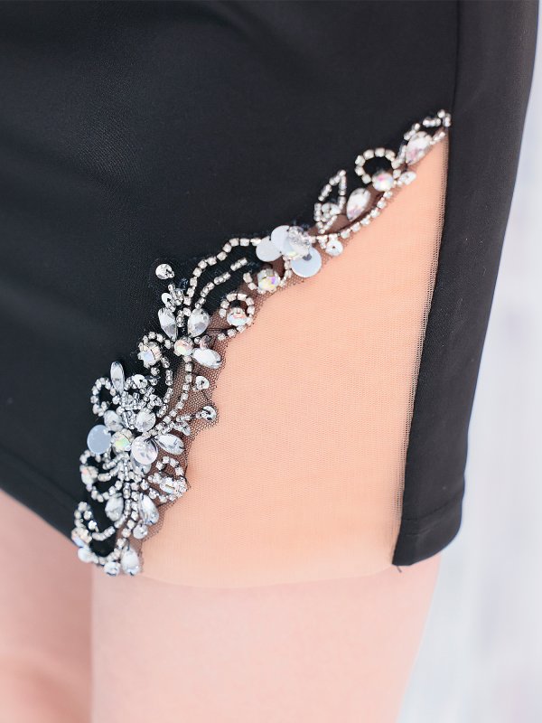 画像28: XSサイズあり【ANGEL R/エンジェルアール】ビジュー刺繍/ サテン/ キャミソール/ プリーツ/ タイト/ ミニドレス/ キャバドレス[OF2]