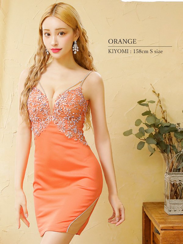 画像11: XSサイズあり【ANGEL R/エンジェルアール】フロントアッパーレースフラワー/ ビジュー/ シアー/ キャミソール/ タイト/ ミニドレス/ キャバドレス[OF2]