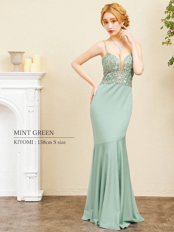 画像3: 【ANGEL R/エンジェルアール】アッパーフラワーレース/ ビジュー/ バストシアー/ キャミソール/ マーメイド/ ロングドレス/ キャバドレス long[OF2]