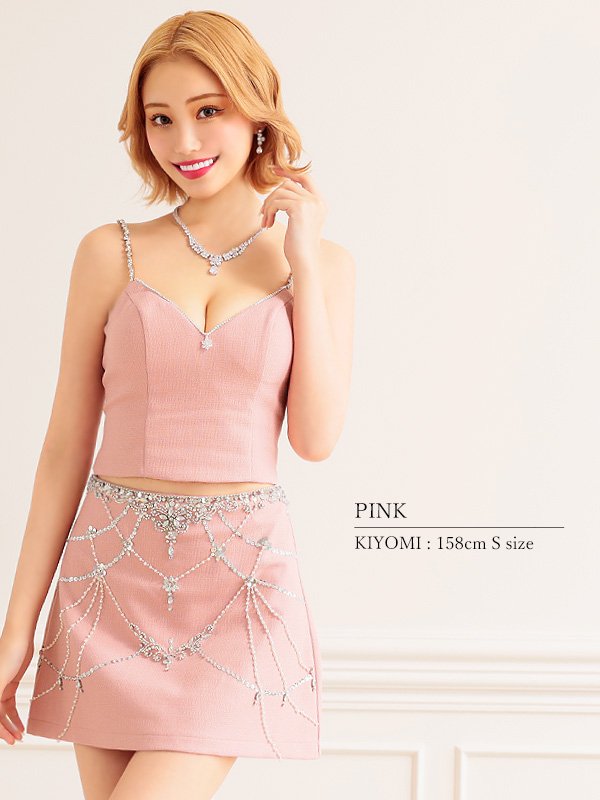 画像6: XSサイズあり【ANGEL R/エンジェルアール】デザインビジュー/ セパレート/ ツイード/ フレア/ マイクロミニ/ ミニドレス/ キャバドレス[OF2]