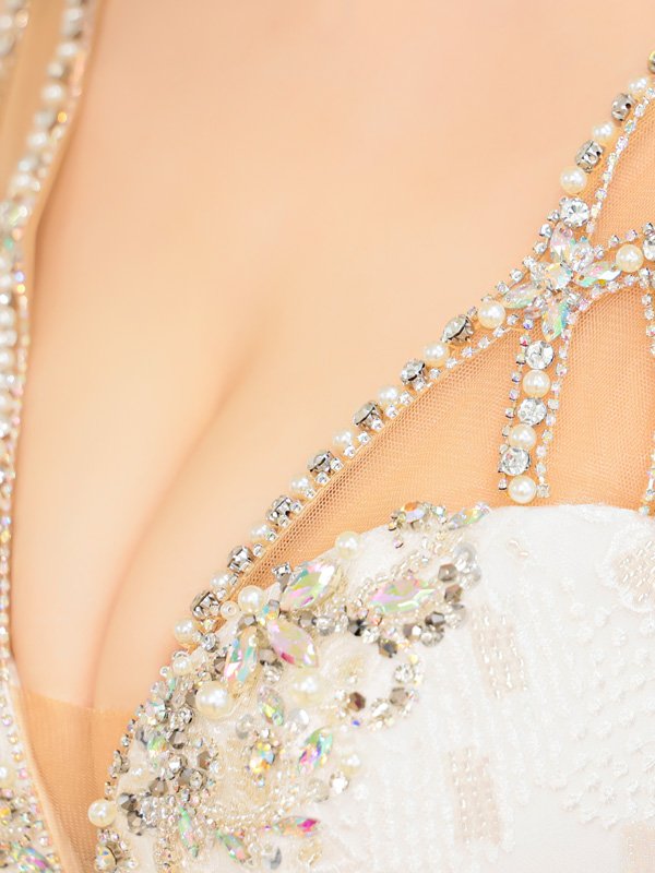 画像11: 【ANGEL R/エンジェルアール】スパンコール/ フラワービジュー/ Vカットメッシュ/ キャミソール/ スリット/ タイト/ ロングドレス/ キャバドレス long[OF2]