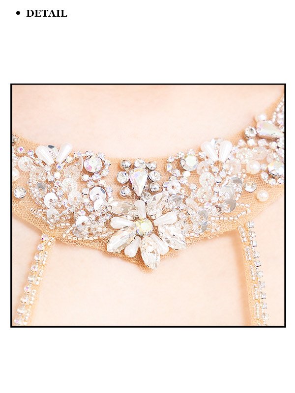 画像8: XSサイズあり【ANGEL R/エンジェルアール】ホルターネックビジュー/ ウエストシースルーレース/ タイトミニドレス/ キャバドレス[OF2]