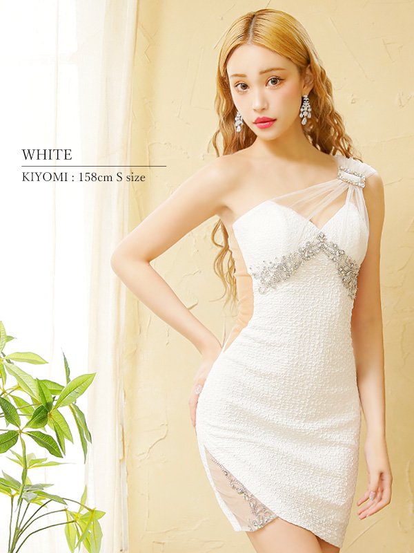 画像18: 再入荷【ANGEL R/エンジェルアール】バストビジュー/ ショルダーレース/ バックル/ アンイーブンファブリック/ タイト/ ミニドレス/ キャバドレス[OF2]