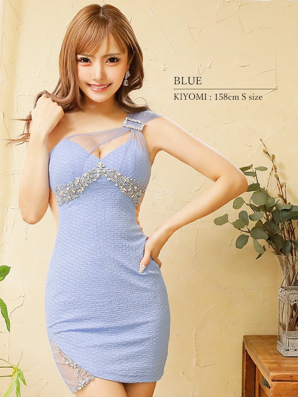 画像13: 再入荷【ANGEL R/エンジェルアール】バストビジュー/ ショルダーレース/ バックル/ アンイーブンファブリック/ タイト/ ミニドレス/ キャバドレス[OF2]