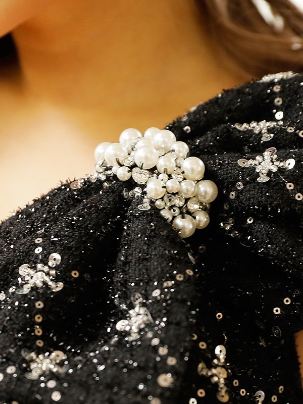 画像11: XSサイズあり【ANGEL R/エンジェルアール】ビッグリボン/ パールビジュー/ ツイード/ スパンコール/ ワンショルダー/ タイト/ ミニドレス/ キャバドレス[OF2]