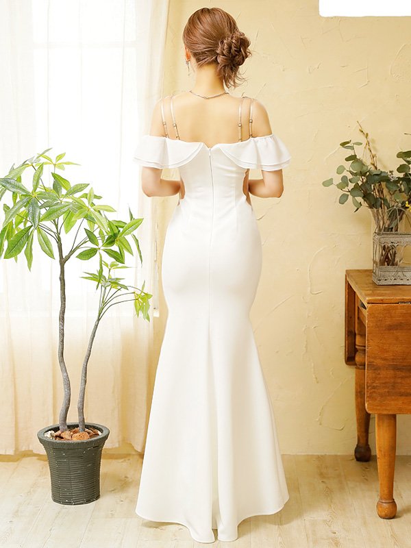 画像11: 【ANGEL R/エンジェルアール】バストビジュー/ オープンフリルショルダー/ スリット/ タイト/ ロングドレス/ キャバドレス long[OF2]