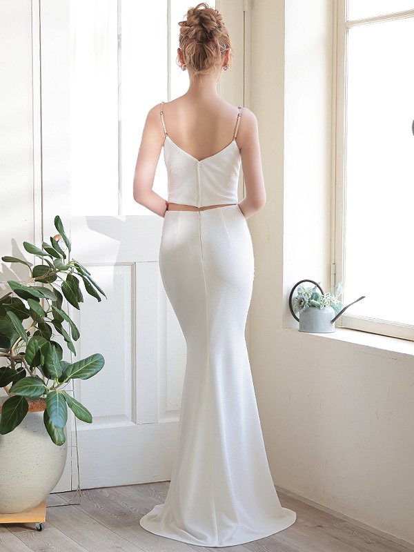 画像9: 【ANGEL R/エンジェルアール】パールビジュー/ ビーズ/ セパレート/ スリット/ タイト/ ワンカラー/ ロングドレス/ キャバドレス long[OF2]