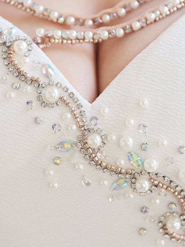 画像10: 【ANGEL R/エンジェルアール】パールビジュー/ ビーズ/ セパレート/ スリット/ タイト/ ワンカラー/ ロングドレス/ キャバドレス long[OF2]