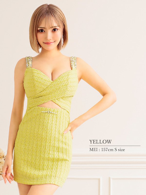 画像5: XSサイズあり【ANGEL R/エンジェルアール】バストクロス/ ショルダービジュー/ ウエストチャーム/ タイト/ マイクロミニ/ ミニドレス/ キャバドレス[OF2]