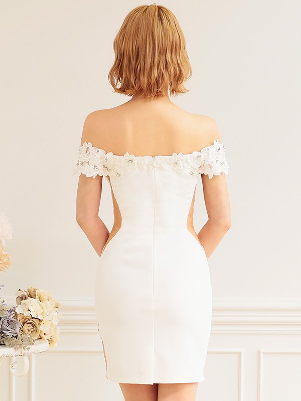 画像10: XSサイズあり【ANGEL R/エンジェルアール】フラワーレース/ バストメッシュ/ ビジュー/ キャミソール/ ワンカラー/ タイト/ ミニドレス/ キャバドレス[OF2]