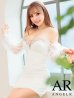 XSサイズあり【Angel R/エンジェルアール】オフショルダー/ Vカットビジュー/ シフォンロングスリーブ/ フレア/ マイクロミニ/ ミニドレス/ キャバドレス　ホワイト