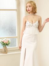 【ANGEL R/エンジェルアール】レース/ ペプラムデザイン/ フラワービジュー/ ミディアム/ ロングドレス/ キャバドレス long[OF2]