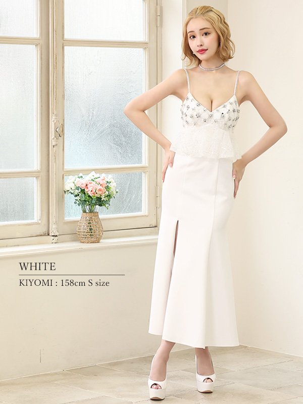 画像18: 【ANGEL R/エンジェルアール】レース/ ペプラムデザイン/ フラワービジュー/ ミディアム/ ロングドレス/ キャバドレス long[OF2]