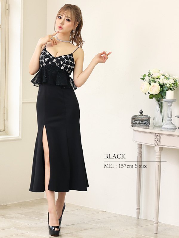 画像3: 【ANGEL R/エンジェルアール】レース/ ペプラムデザイン/ フラワービジュー/ ミディアム/ ロングドレス/ キャバドレス long[OF2]