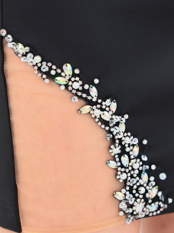 画像10: XSサイズあり【ANGEL R/エンジェルアール】アシンメトリーカット/ メッシュ/ フラワービジュー/ タイト/ ミニドレス/ キャバドレス[OF2]