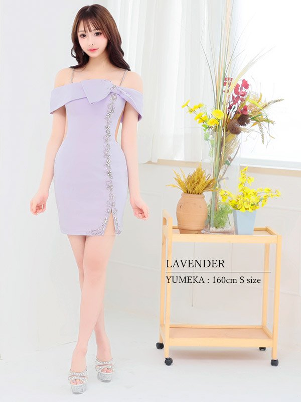 画像26: XSサイズあり【ANGEL R/エンジェルアール】リボンモチーフ/ オフショルダー/ ハートビジューデザイン/ タイト/ ミニドレス/ キャバドレス[OF2]