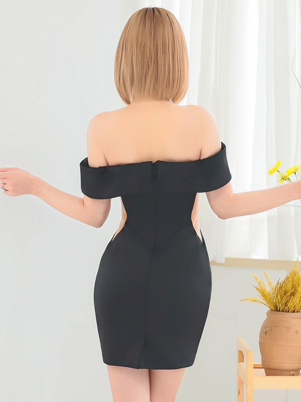 画像11: XSサイズあり【ANGEL R/エンジェルアール】リボンモチーフ/ オフショルダー/ ハートビジューデザイン/ タイト/ ミニドレス/ キャバドレス[OF2]