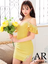 XSサイズあり【ANGEL R/エンジェルアール】フリルショルダー/ フラワーレース/ オフショル/ ビジュー/ ワンカラー/ タイト/ ミニドレス/ キャバドレス[OF2]