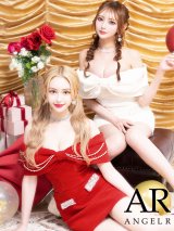 XSサイズあり【ANGEL R/エンジェルアール】リボンオフショルダー/ パールチェーン/ ツイード/ セパレート/ マイクロミニドレス/ キャバドレス[OF2]
