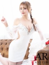 XSサイズあり【ANGEL R/エンジェルアール】シフォンロングスリーブ/ フラワーレース/ ビジュー/ タイト/ ミニドレス/ キャバドレス[OF2]