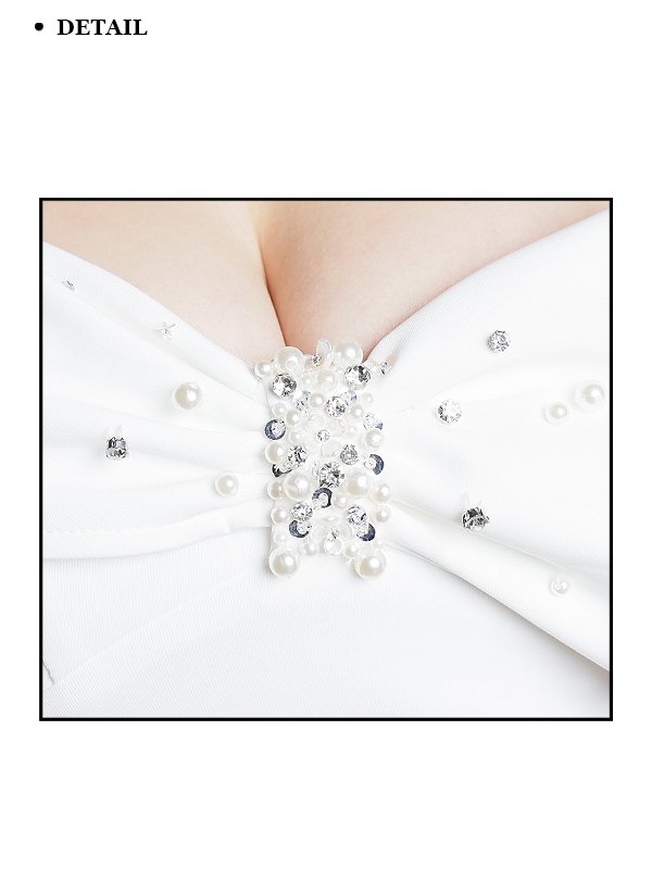 画像10: XSサイズあり【ANGEL R/エンジェルアール】ワンショルダーリボンデザイン/ パール/ ビジュー/ タイト/ ミニドレス/ キャバドレス[OF2]