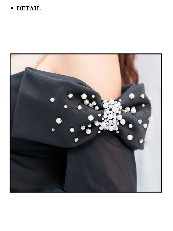 画像10: XSサイズあり【ANGEL R/エンジェルアール】アームリボン/ ロングスリーブ/ バストタック/ ポケット/ パール/ セパレート/ マイクロミニ/ ミニドレス/ キャバドレス[OF2]