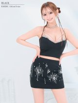 XSサイズあり【ANGEL R/エンジェルアール】ビジュー/ キャミソール/ ストレッチ/ タイト/ セットアップ/ ミニドレス/ キャバドレス[OF2]