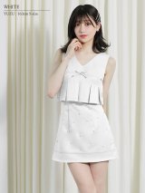 【予約商品/6月上旬-6月中旬発送予定】【ANGEL R/エンジェルアール】リボン/ プリーツ/ パール/ フレアミニドレス/ キャバドレス[OF2]