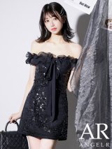 【予約商品/6月中旬-6月下旬発送予定】XSサイズあり【ANGEL R/エンジェルアール】オフショルダー/ フリル/ バストリボン/ スパンコール/ フレアミニドレス/ キャバドレス[OF2]