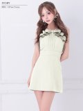 【予約商品/8月上旬-8月中旬発送予定】XSサイズあり【ANGEL R/エンジェルアール】リボン/ パール/ Aライン/ フレア/ マイクロミニドレス/ キャバドレス[OF2]