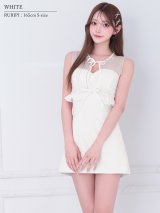 【予約商品/8月中旬-8月下旬発送予定】【ANGEL R/エンジェルアール】レース/ リボン/ メッシュ/ ビジュー/ パール/ 2way/ Aライン/ フレア/ マイクロミニドレス/ キャバドレス[OF2]