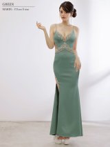 【予約商品/12月上旬-12月中旬発送予定】【ANGEL R/エンジェルアール】フロントビジュー/ メッシュ/ スリット/ タイト/ ロングドレス/ キャバドレス long[OF2]