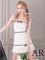 【予約商品/8月中旬-8月下旬発送予定】【ANGEL R/エンジェルアール】ベアトップ/ リボン/ プリーツ/ バイカラー/ Aライン/ フレア/ マイクロミニドレス/ キャバドレス[OF2]