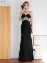 【ANGEL R/エンジェルアール】ベアトップ / ウエストビジュー / メッシ / タック/タイト / ロングドレス / キャバドレス[OF2]