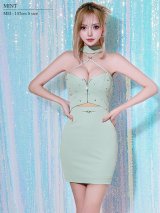 【予約商品/5月上旬-5月中旬発送予定】XSサイズあり【ANGEL R/エンジェルアール】チョーカーデザイン/ フロントクロス/ ビジュー/ パール/ ファスナー/ マイクロミニドレス/ キャバドレス[OF2]