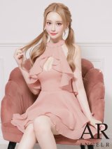 【予約商品/7月中旬-7月下旬発送予定】XSサイズあり【ANGEL R/エンジェルアール】ホルターネック/ フリル/ 2way/ ビジュー/ フレア/ マイクロミニドレス/ キャバドレス[OF2]
