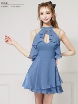 【予約商品/7月中旬-7月下旬発送予定】XSサイズあり【ANGEL R/エンジェルアール】ホルターネック/ フリル/ 2way/ ビジュー/ フレア/ マイクロミニドレス/ キャバドレス[OF2]