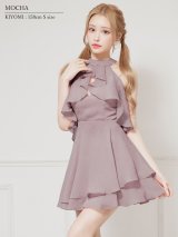 【予約商品/7月中旬-7月下旬発送予定】XSサイズあり【ANGEL R/エンジェルアール】ホルターネック/ フリル/ 2way/ ビジュー/ フレア/ マイクロミニドレス/ キャバドレス[OF2]