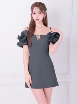 【予約商品/8月上旬-8月中旬発送予定】【ANGEL R/エンジェルアール】オフショルダー/ フリルスリーブ/ バストチャーム/ ビジュー/ Aライン/ フレア/ マイクロミニドレス/ キャバドレス[OF2]